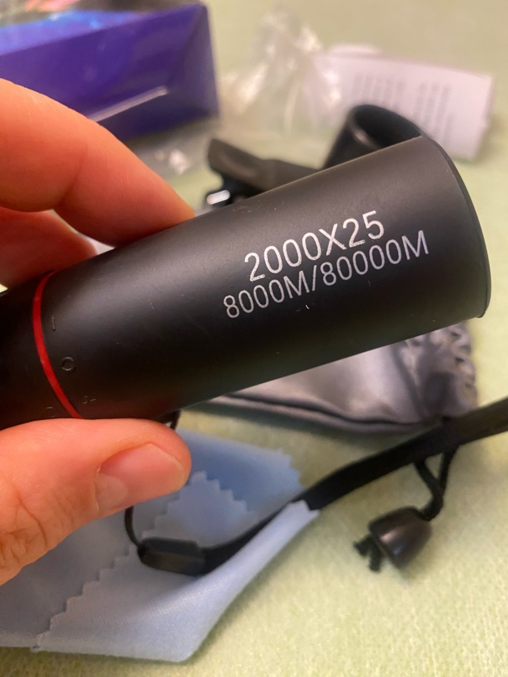 Compact Black Monocular with Red Accent - Picture 4 of 8